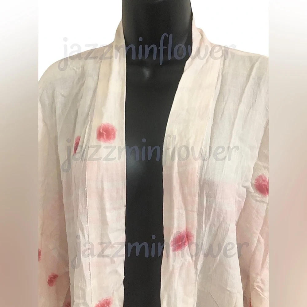 Free People Laurel Canyon white pink combo Kimono robe‎ one size brand new